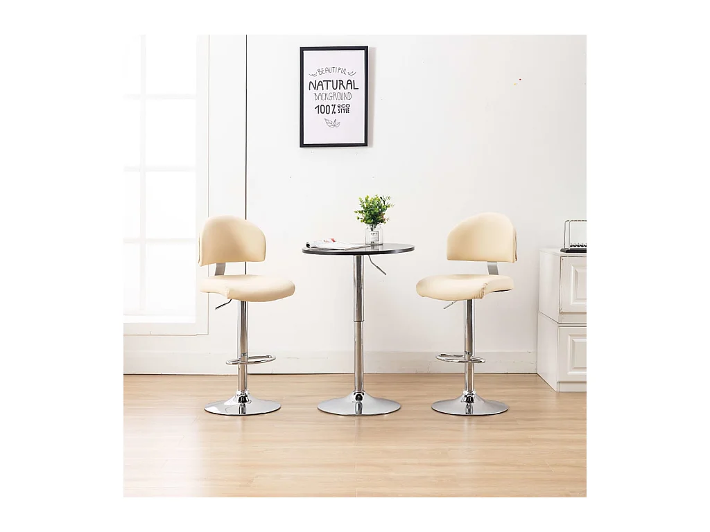 Set di 2 sgabelli da bar in similpelle color crema