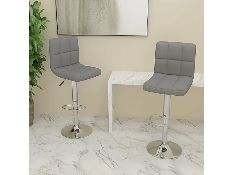 Set di 2 sgabelli da bar in tessuto grigio chiaro