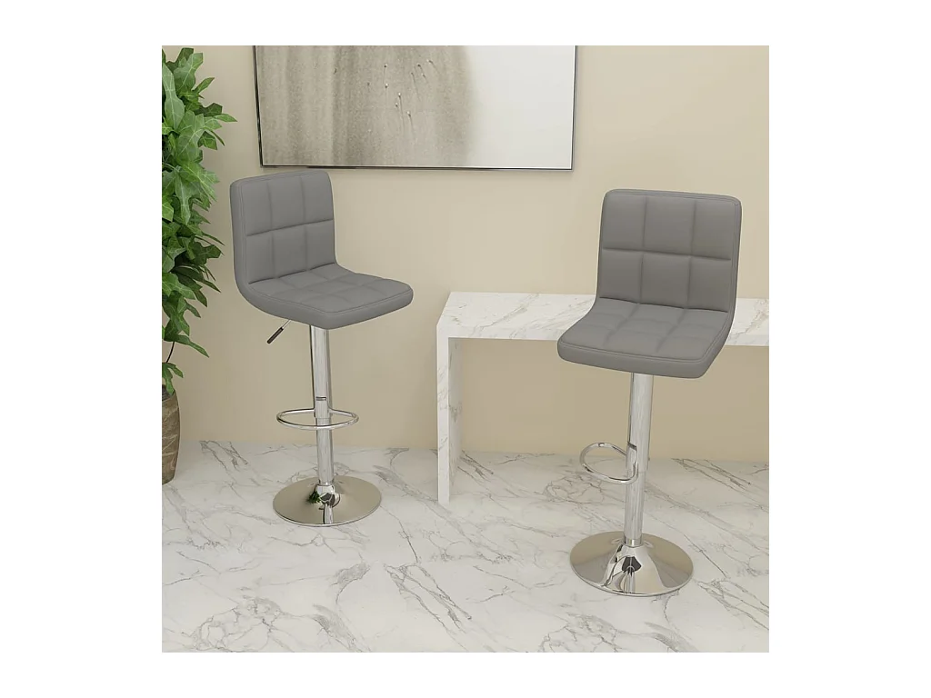 Tabourets de bar lot de 2 gris clair tissu