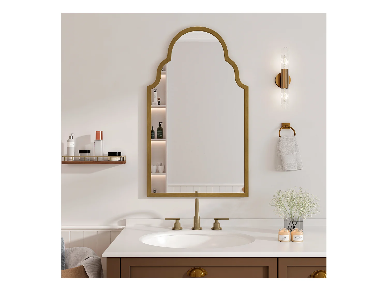 Miroir Rectangulaire, Miroir de Mur en Métal, Cadre en Fer, Bronze (61x3x101 cm)