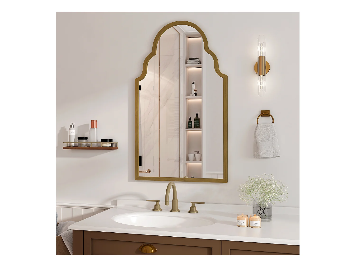 Miroir Rectangulaire, Miroir de Mur en Métal, Cadre en Fer, Bronze (61x3x101 cm)