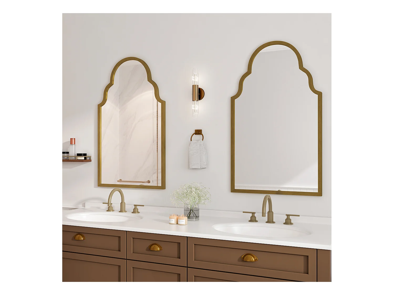 Miroir Rectangulaire, Miroir de Mur en Métal, Cadre en Fer, Bronze (61x3x101 cm)