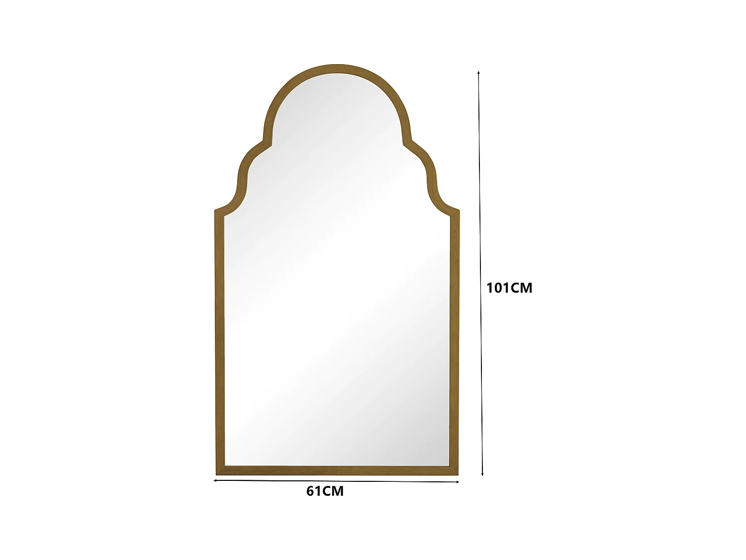 Miroir Rectangulaire, Miroir de Mur en Métal, Cadre en Fer, Bronze (61x3x101 cm)
