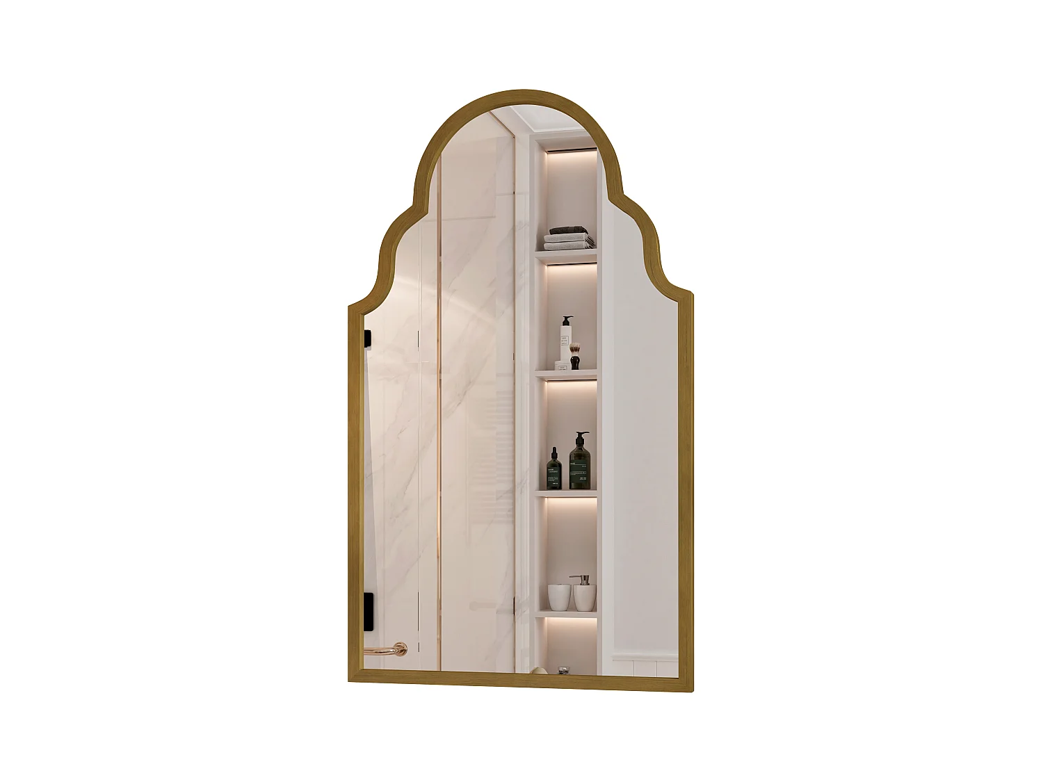 Miroir Rectangulaire, Miroir de Mur en Métal, Cadre en Fer, Bronze (61x3x101 cm)