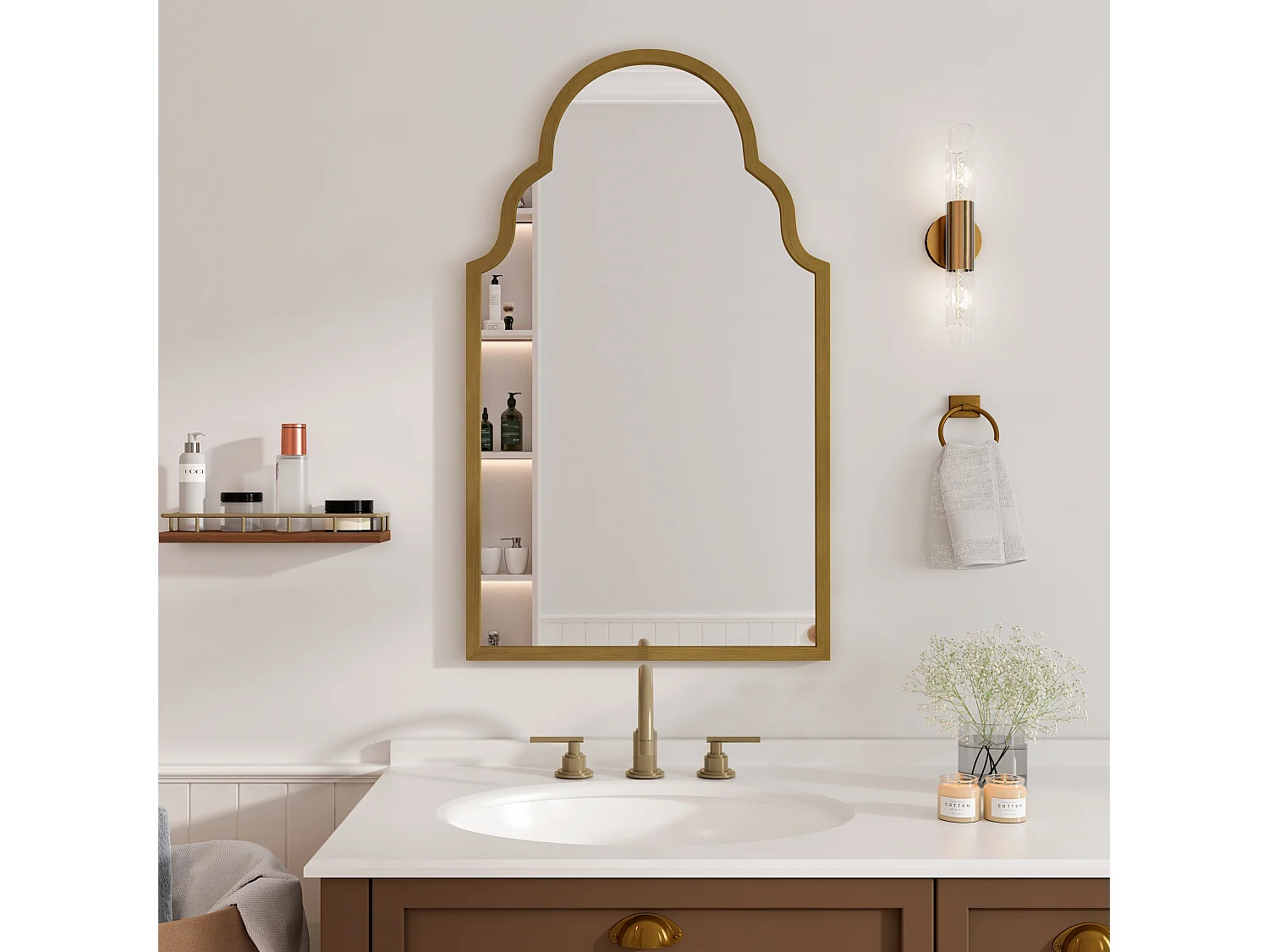 Miroir Rectangulaire, Miroir de Mur en Métal, Cadre en Fer, Bronze (61x3x101 cm)