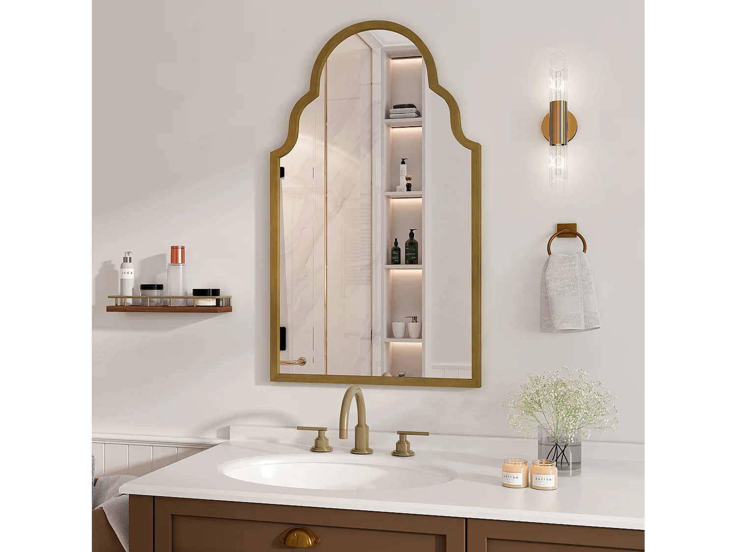 Miroir Rectangulaire, Miroir de Mur en Métal, Cadre en Fer, Bronze (61x3x101 cm)