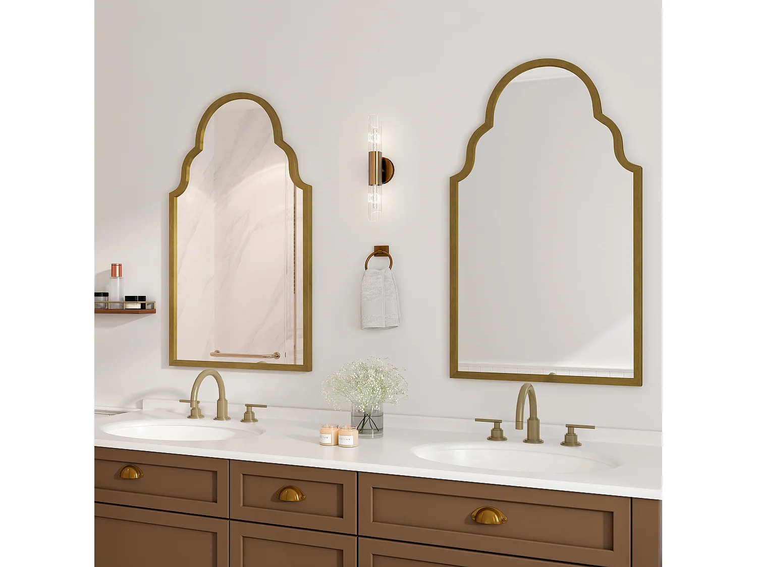 Miroir Rectangulaire, Miroir de Mur en Métal, Cadre en Fer, Bronze (61x3x101 cm)