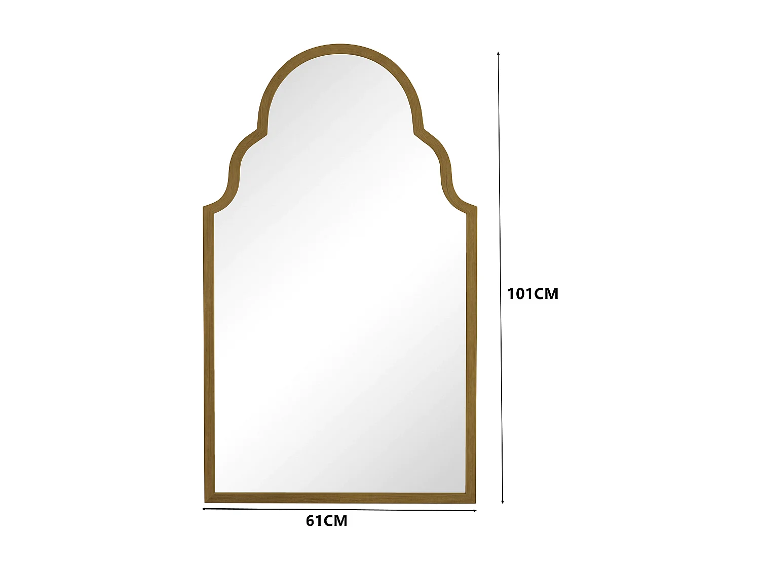 Miroir Rectangulaire, Miroir de Mur en Métal, Cadre en Fer, Bronze (61x3x101 cm)