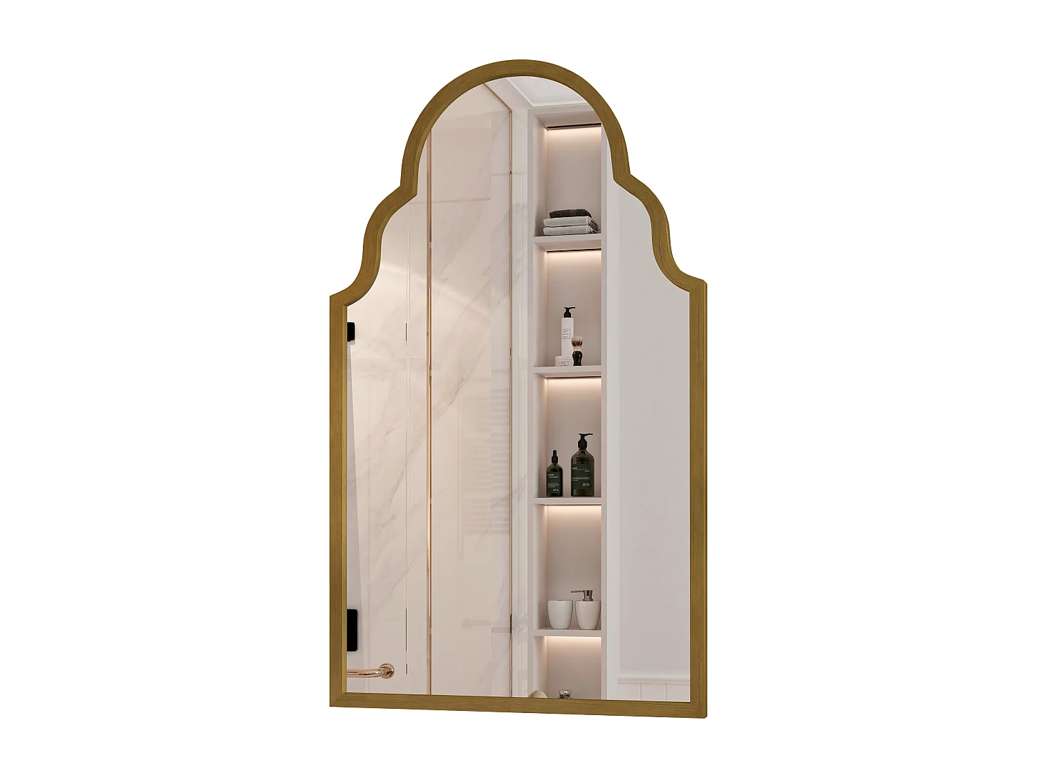 Miroir Rectangulaire, Miroir de Mur en Métal, Cadre en Fer, Bronze (61x3x101 cm)