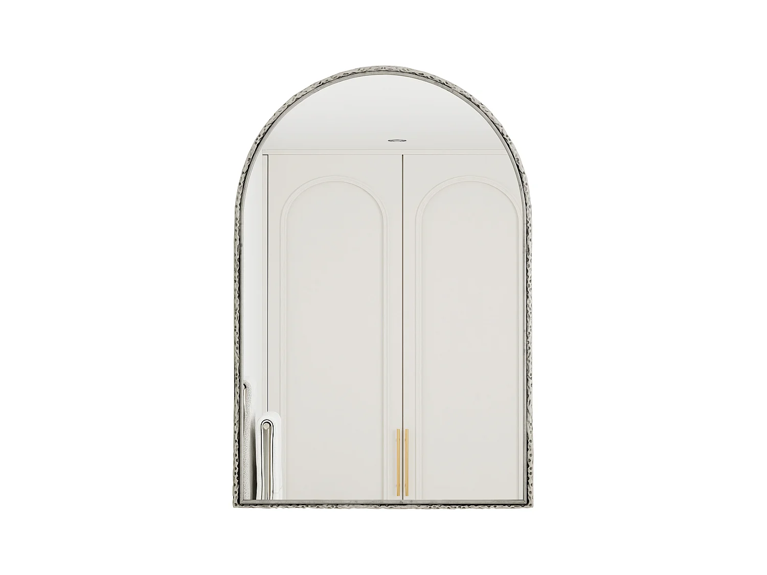 Miroir Arqué, Miroir de Mur avec Cadre en Fer, Verre, Argenté (65x2.5x91 cm)