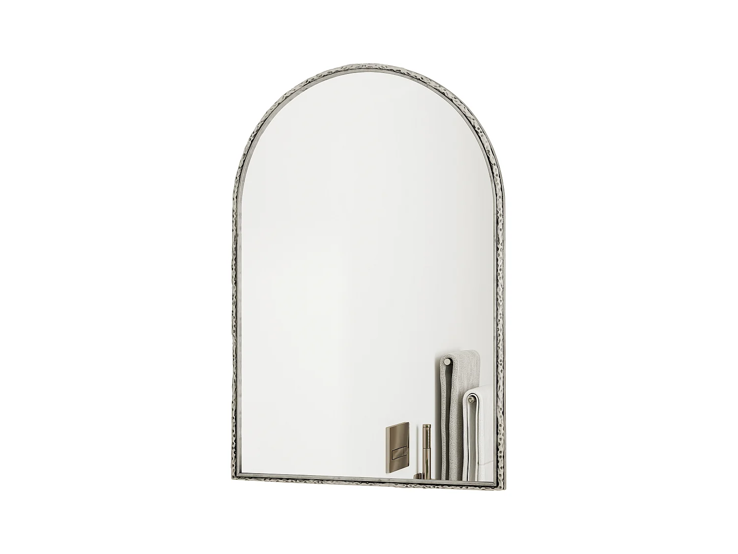 Miroir Arqué, Miroir de Mur avec Cadre en Fer, Verre, Argenté (65x2.5x91 cm)