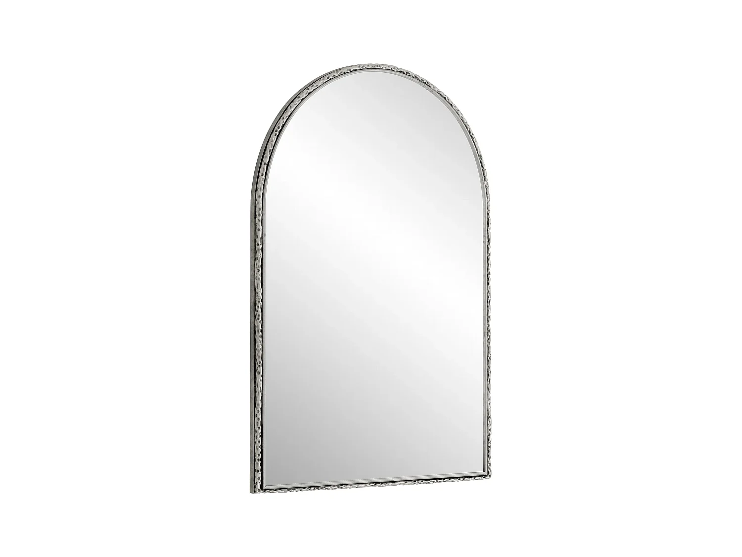 Miroir Arqué, Miroir de Mur avec Cadre en Fer, Verre, Argenté (65x2.5x91 cm)