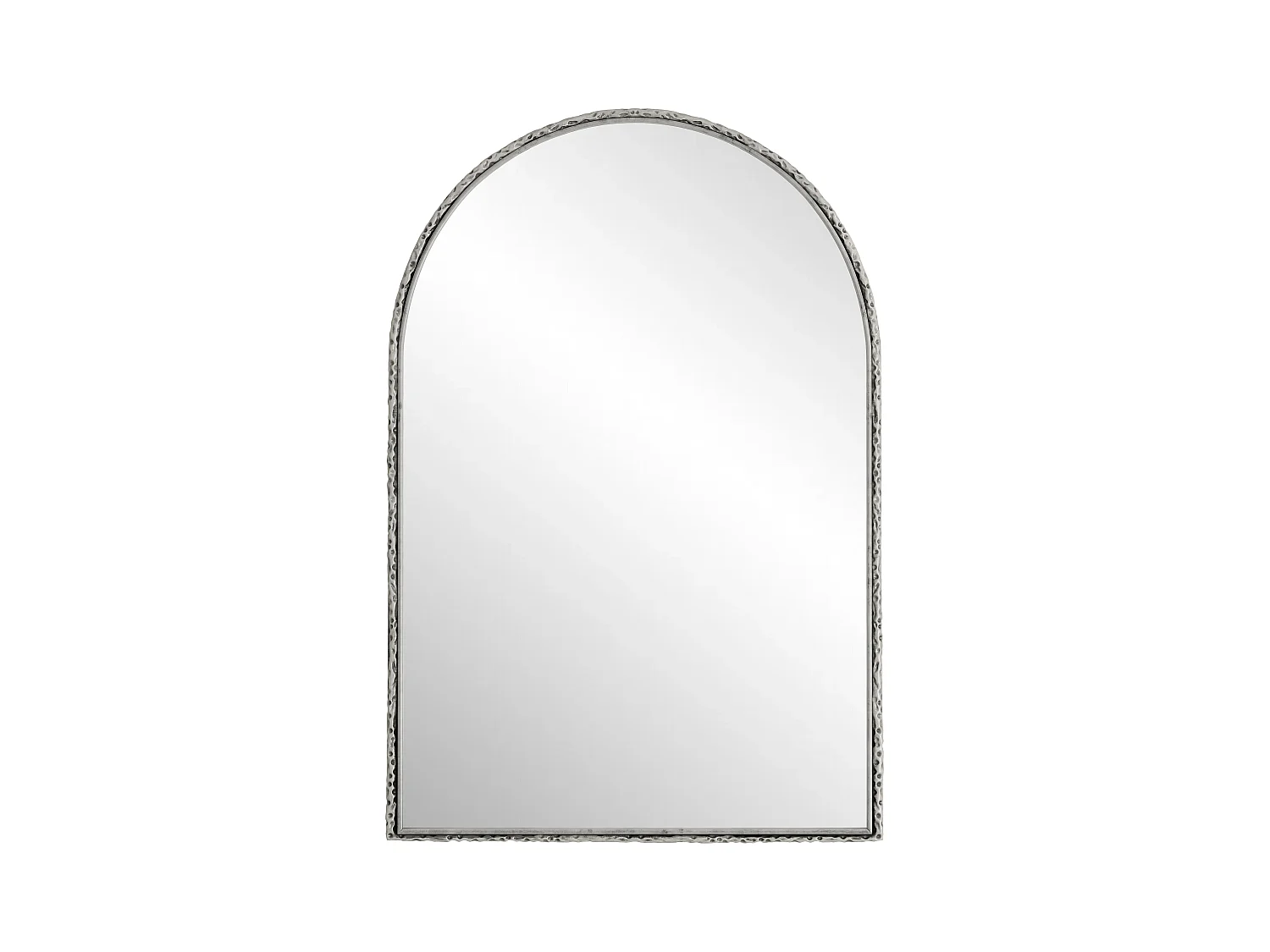 Miroir Arqué, Miroir de Mur avec Cadre en Fer, Verre, Argenté (65x2.5x91 cm)