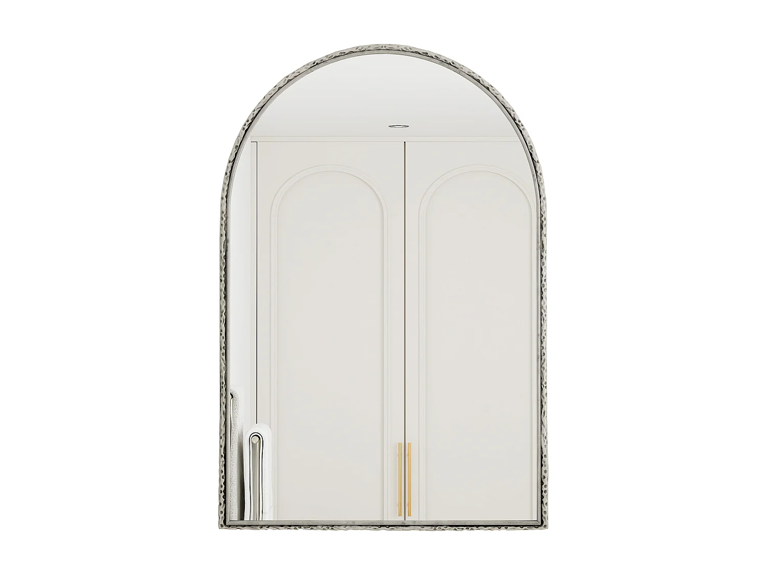 Miroir Arqué, Miroir de Mur avec Cadre en Fer, Verre, Argenté (65x2.5x91 cm)