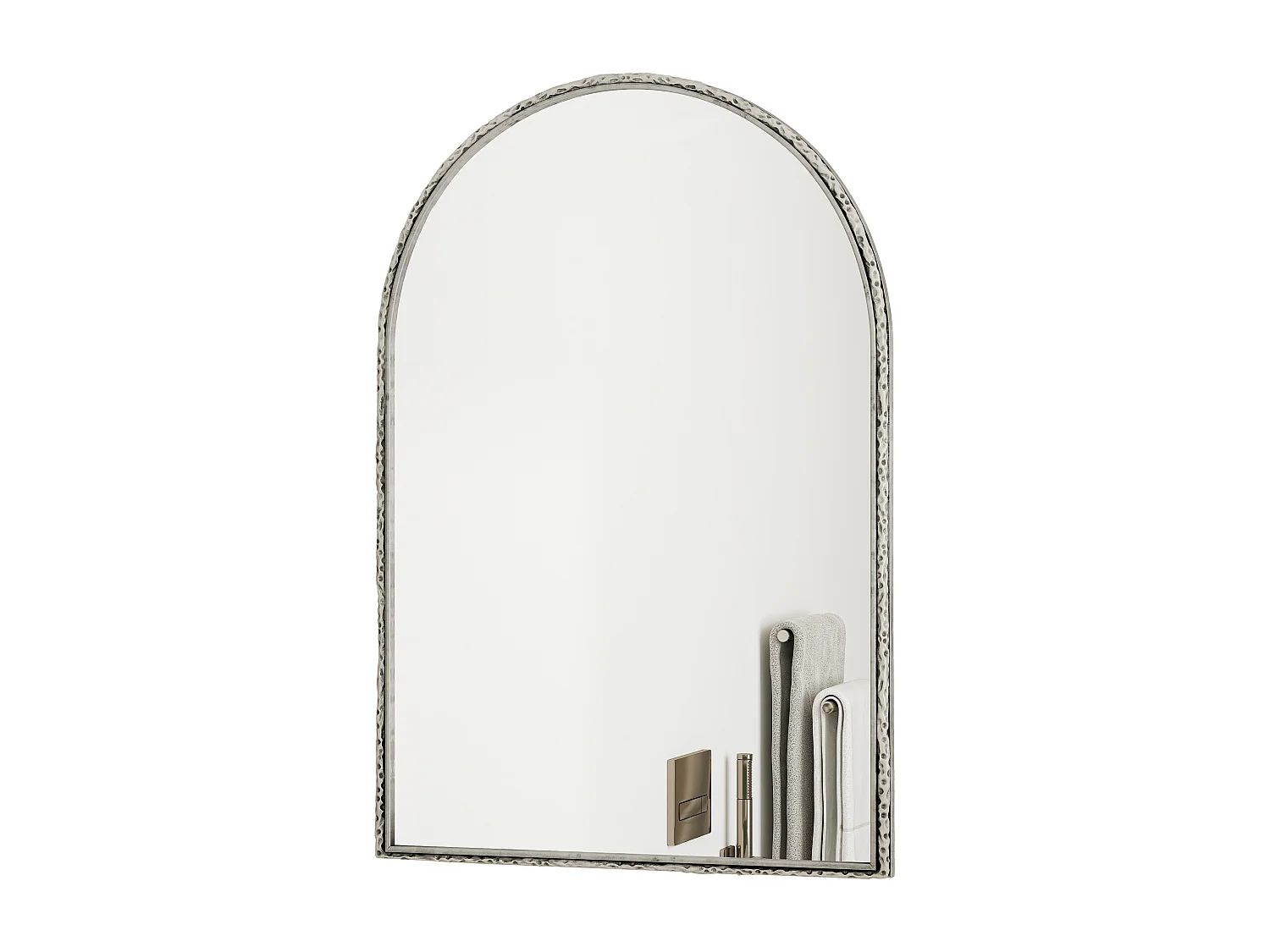 Miroir Arqué, Miroir de Mur avec Cadre en Fer, Verre, Argenté (65x2.5x91 cm)
