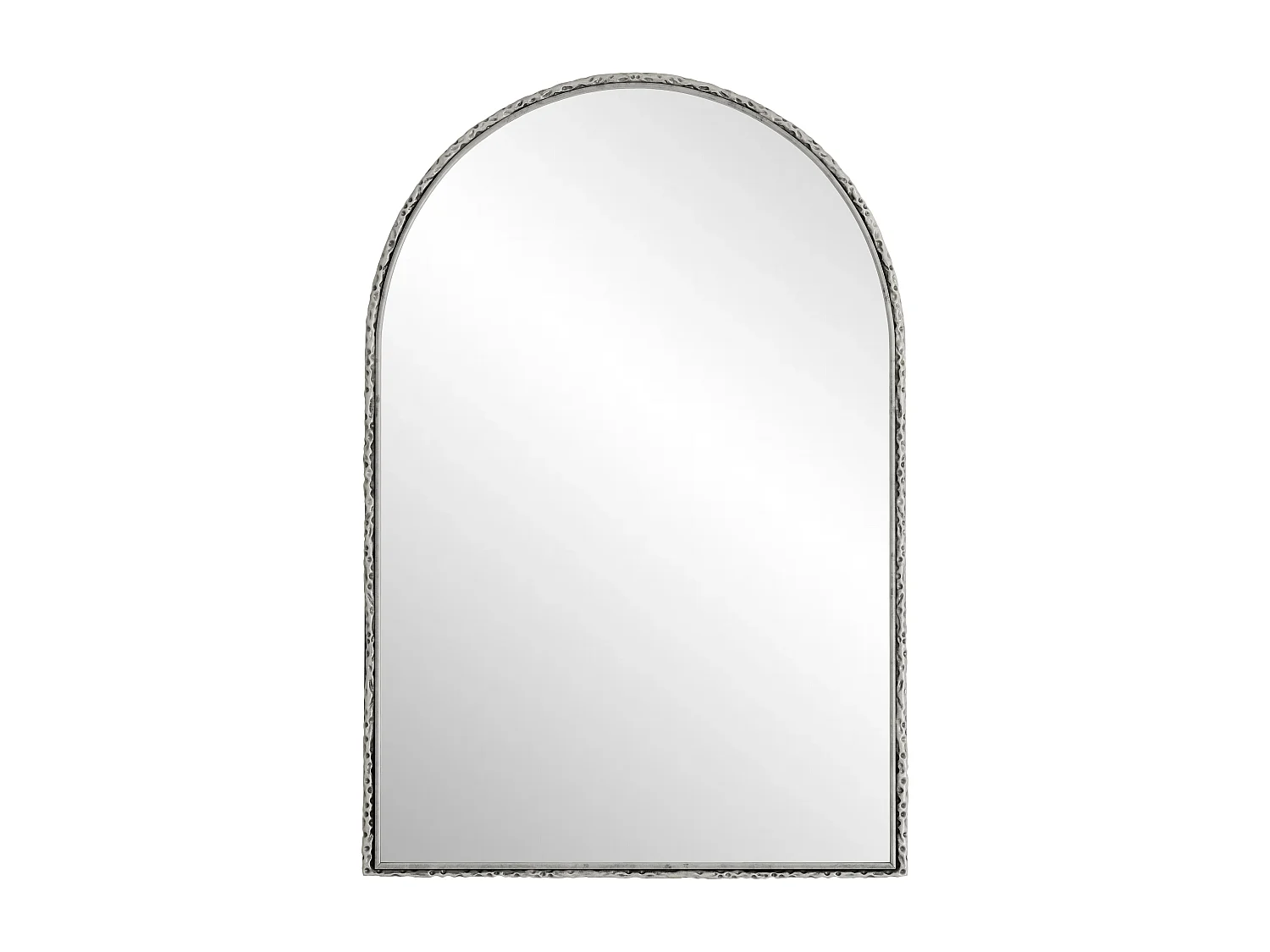 Miroir Arqué, Miroir de Mur avec Cadre en Fer, Verre, Argenté (65x2.5x91 cm)