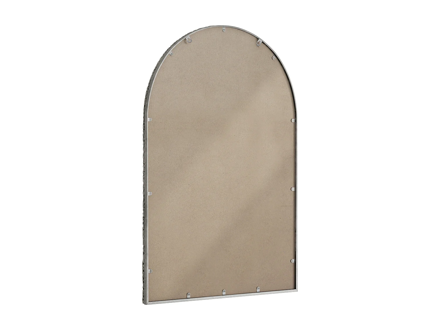 Miroir Arqué, Miroir de Mur avec Cadre en Fer, Verre, Argenté (65x2.5x91 cm)