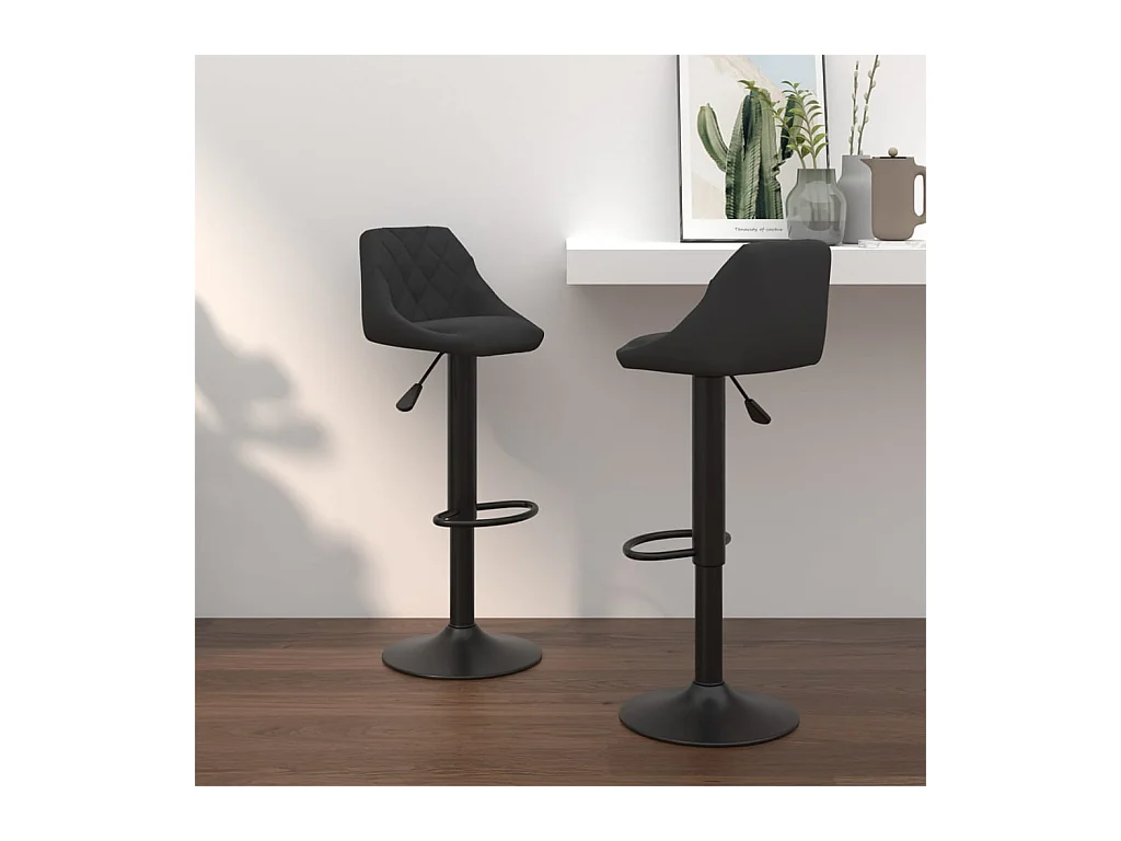 Set di 2 sgabelli da bar in velluto nero
