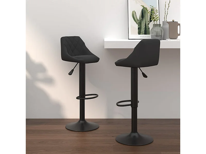 Tabourets de bar lot de 2 noir velours