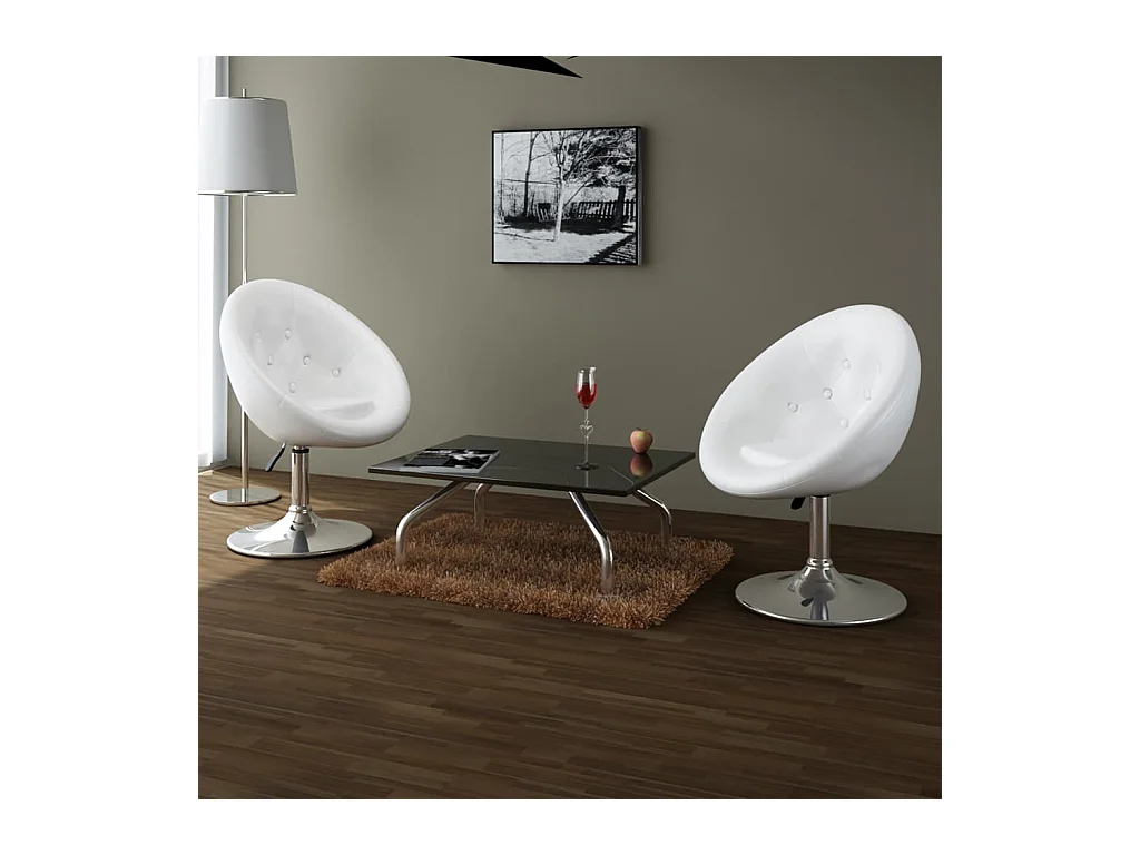 Tabourets de bar lot de 2 blanc similicuir