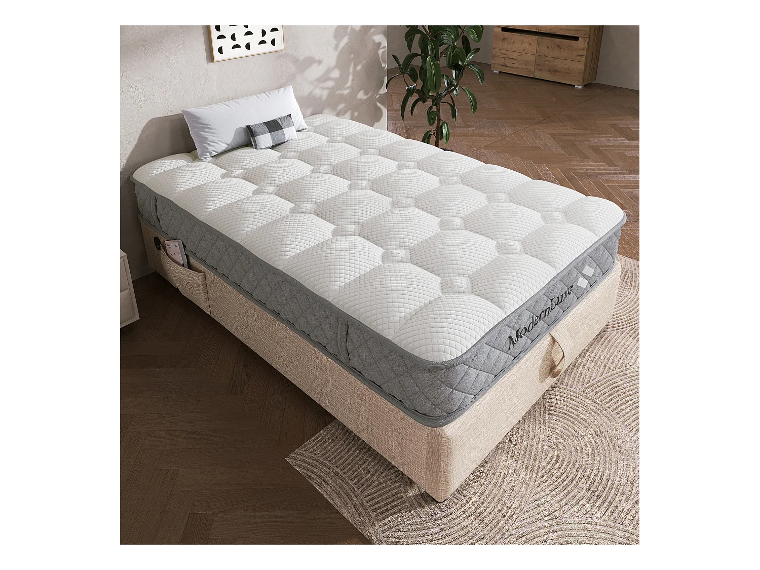 Orthopedisch matras 90x200 cm met 7-zone pocketvering, H3, koudschuim, OEKO-TEX® gecertificeerd (200x90x20 cm)