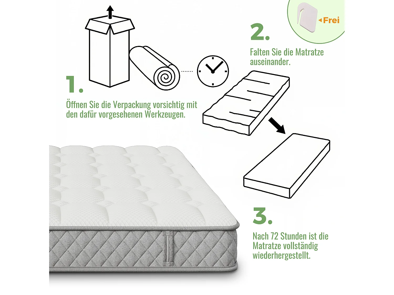 Orthopedisch matras 90x200 cm met 7-zone pocketvering, H3, koudschuim, OEKO-TEX® gecertificeerd (200x90x20 cm)