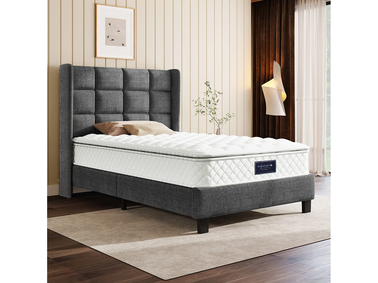 Materasso a molle insacchettate, 7 zone in schiuma fredda, 90x200cm, certificato Oeko-Tex, rivestimento in microfibra, prova 100 notti, rigidità H3, 25cm