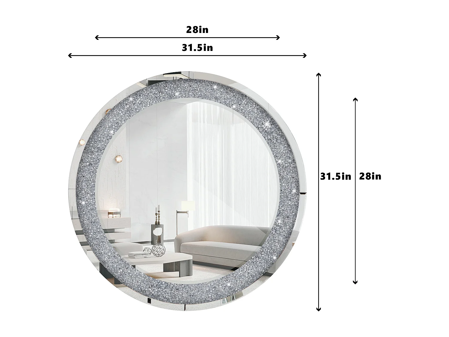 Specchio con Cornice Devonport, Vetro, Argento, 50x2x50 cm