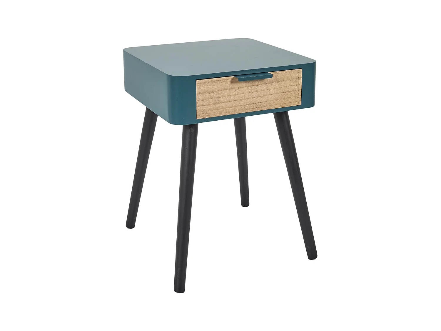 Table de chevet 1 tiroir en bois collection SHIREL bleu canard