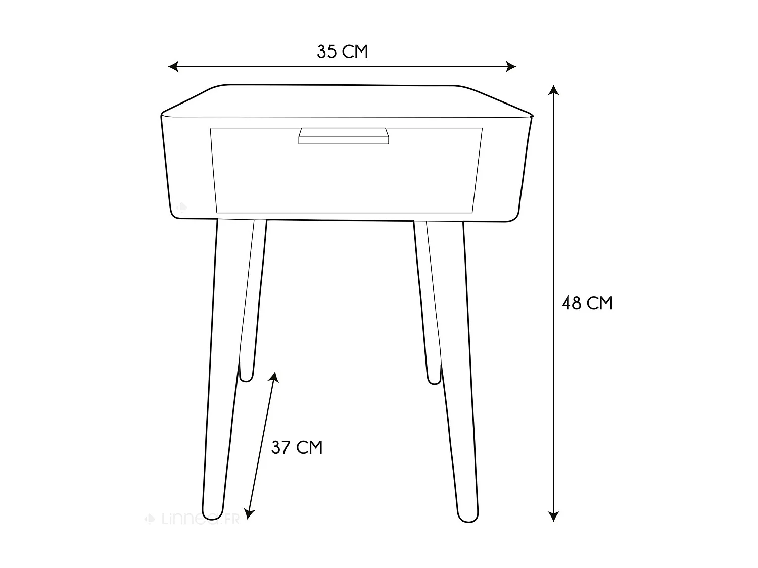 Table de chevet 1 tiroir en bois collection SHIREL bleu canard