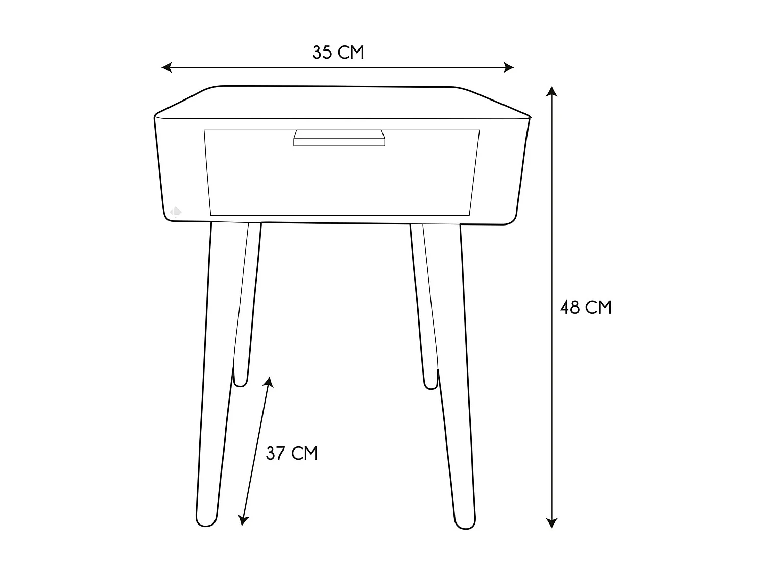 Table de chevet 1 tiroir en bois collection SHIREL vert kaki