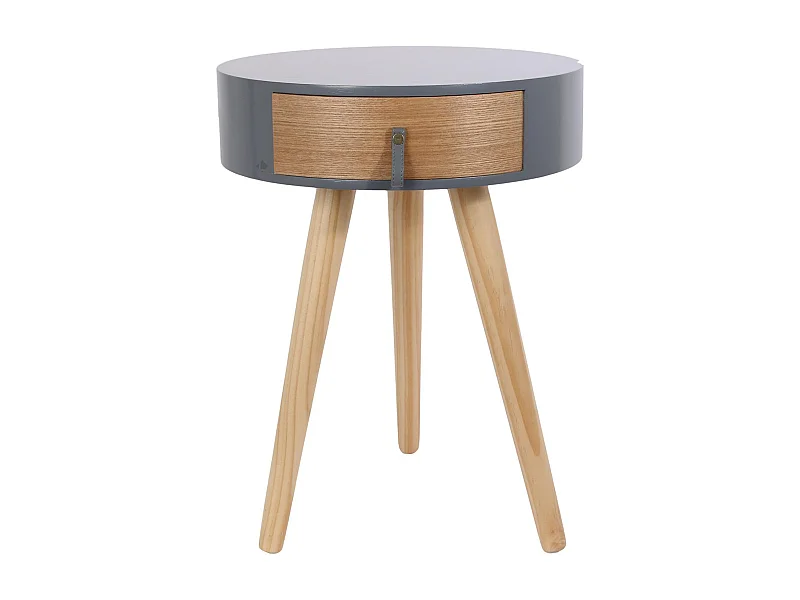 Table de chevet 1 tiroir en bois collection NORA coloris gris