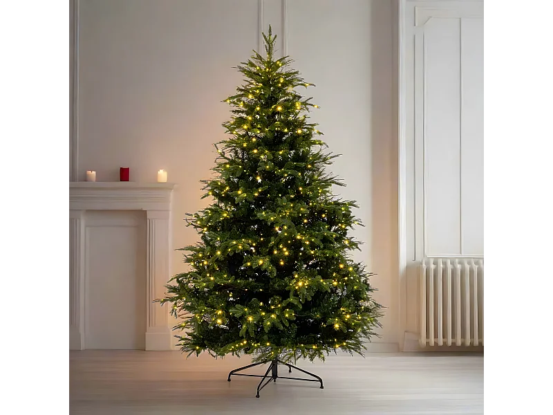 Aurora Weihnachtsbaum mit eingebauten Micro-LEDs, 80 % PE, Real-Touch-Effekt, 210 cm