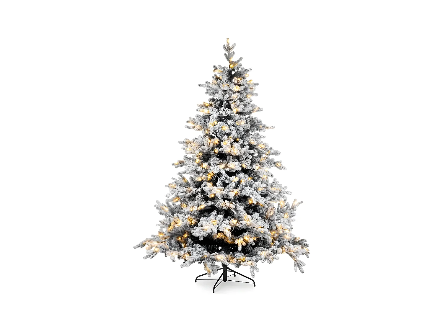 Albero di Natale innevato "Astro" moderno con big led in PE + PVC + Flock 210 cm