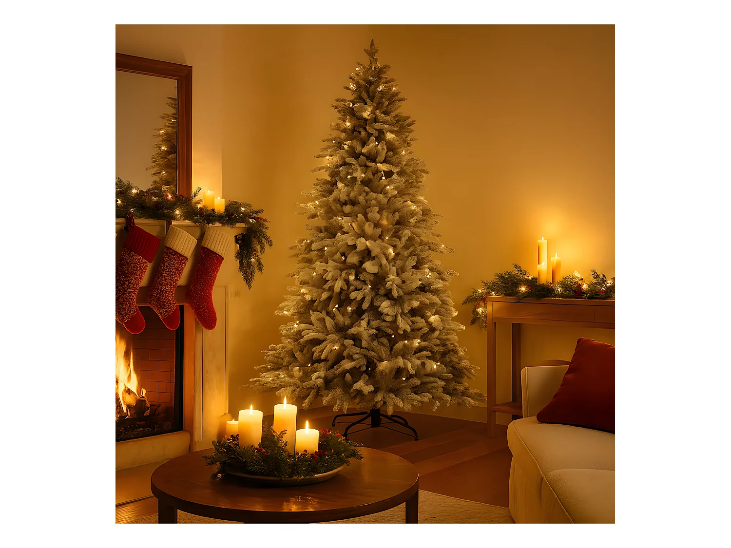 Albero di Natale innevato "Cristalgem" con Led e bacchetta magica in PE Effetto Real Touch + PVC + Flock 180 cm