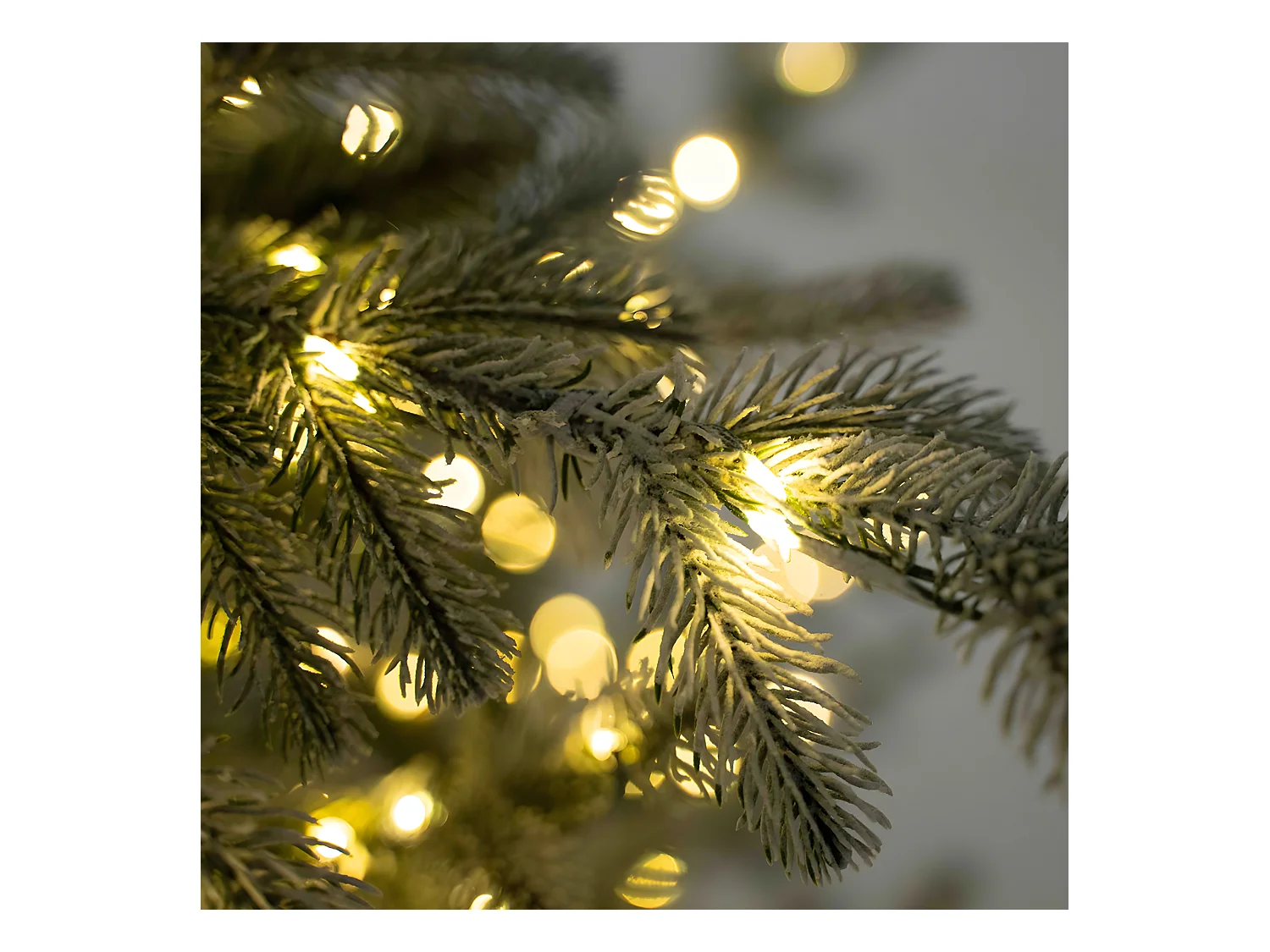 Schneebedeckter Weihnachtsbaum "Sistem flok" mit Micro-LEDs in PE Real Touch Effekt + PVC + Flock 180 cm