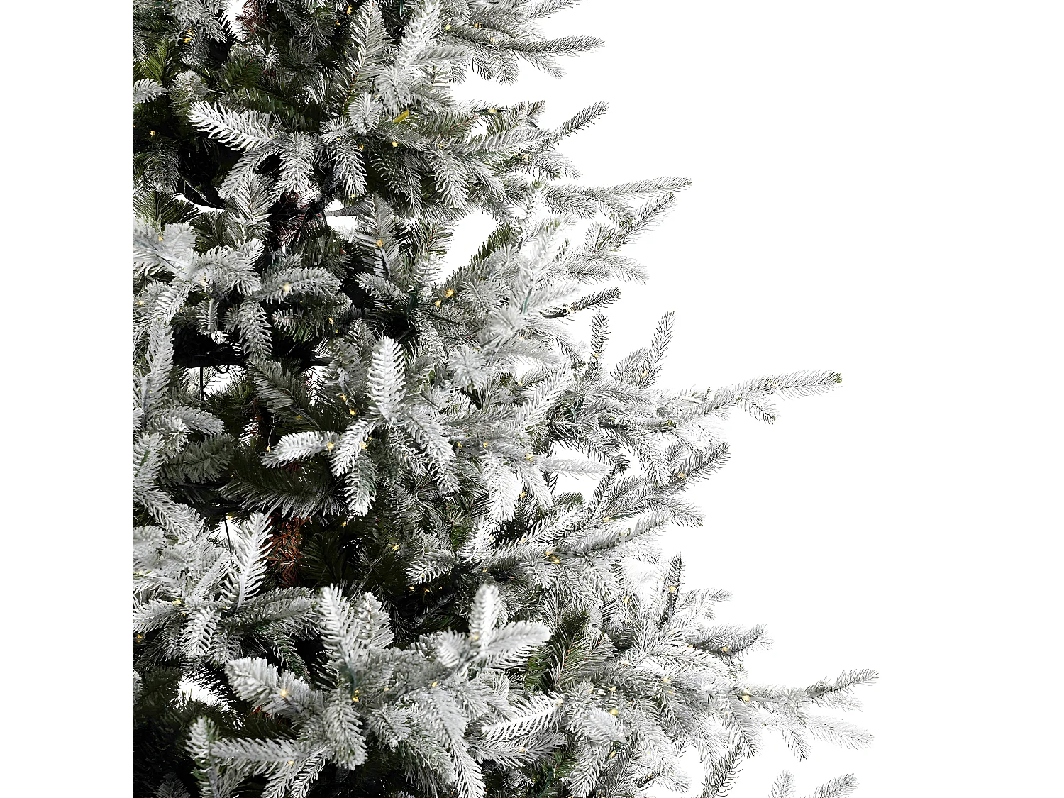Besneeuwde kerstboom "Sistem flok" met micro-LED's in PE Real Touch-effect + PVC + Flock 180 cm