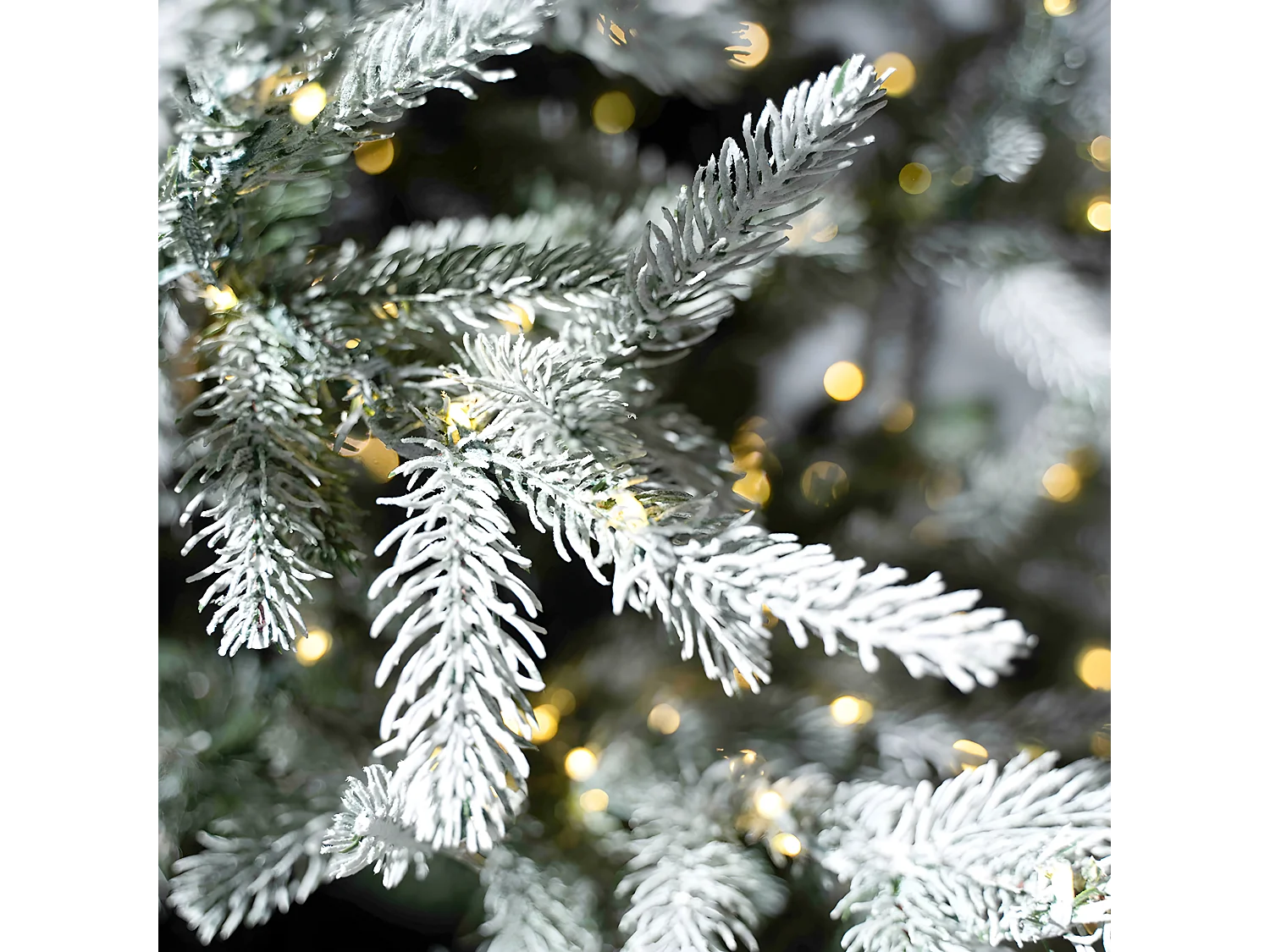 Besneeuwde kerstboom "Sistem flok" met micro-LED's in PE Real Touch-effect + PVC + Flock 180 cm