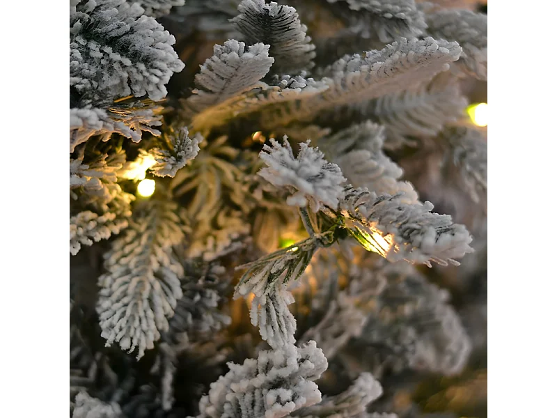 Moderne besneeuwde kerstboom "Astro" met grote LED's in PE + PVC + Flock 270 cm