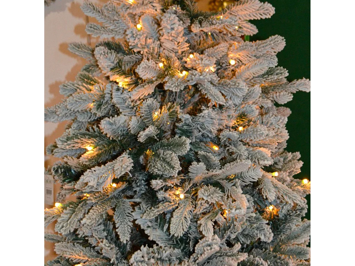 Moderne besneeuwde kerstboom "Astro" met grote LED's in PE + PVC + Flock 270 cm