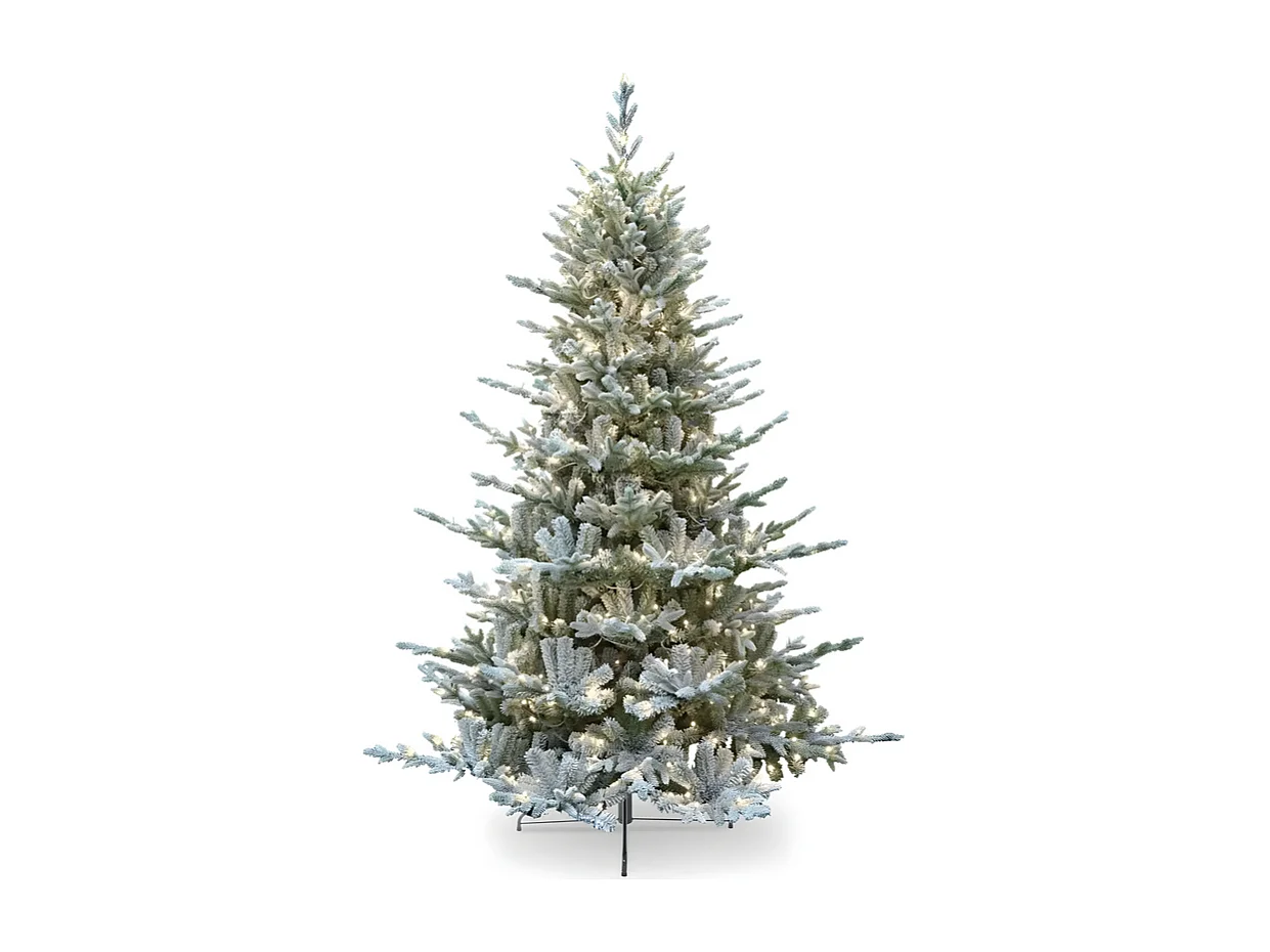 Sapin de Noël enneigé "Sistem flok" avec micro LED en PE effet Real Touch + PVC + Flock 210 cm