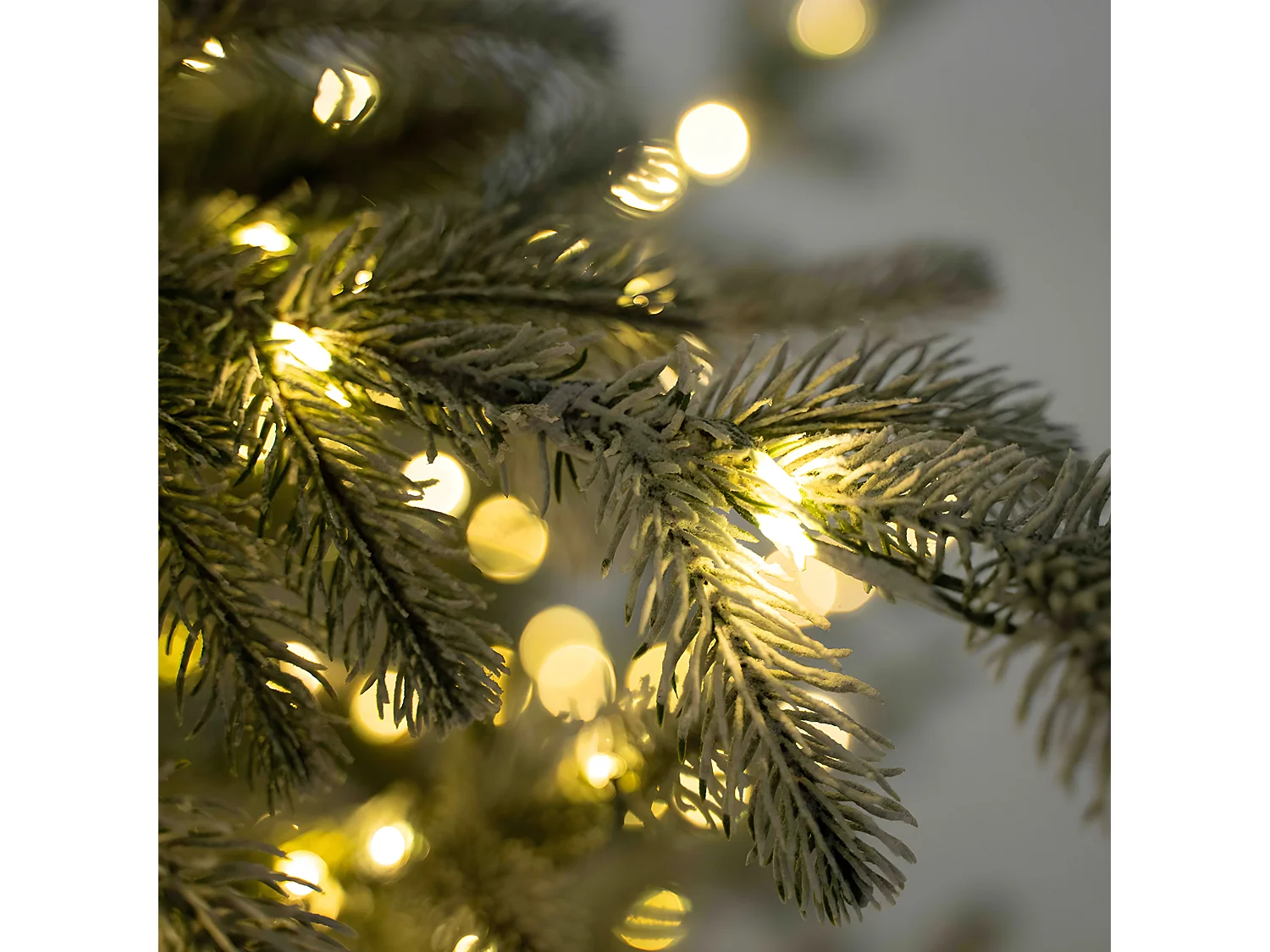 Sapin de Noël enneigé "Sistem flok" avec micro LED en PE effet Real Touch + PVC + Flock 210 cm