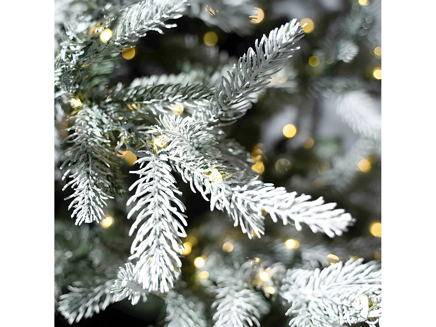 Sapin de Noël enneigé "Sistem flok" avec micro LED en PE effet Real Touch + PVC + Flock 210 cm