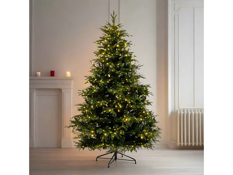 Albero di natale con Micro Led Incorporati "Aurora" 80% PE Effetto Real Touch 180 cm