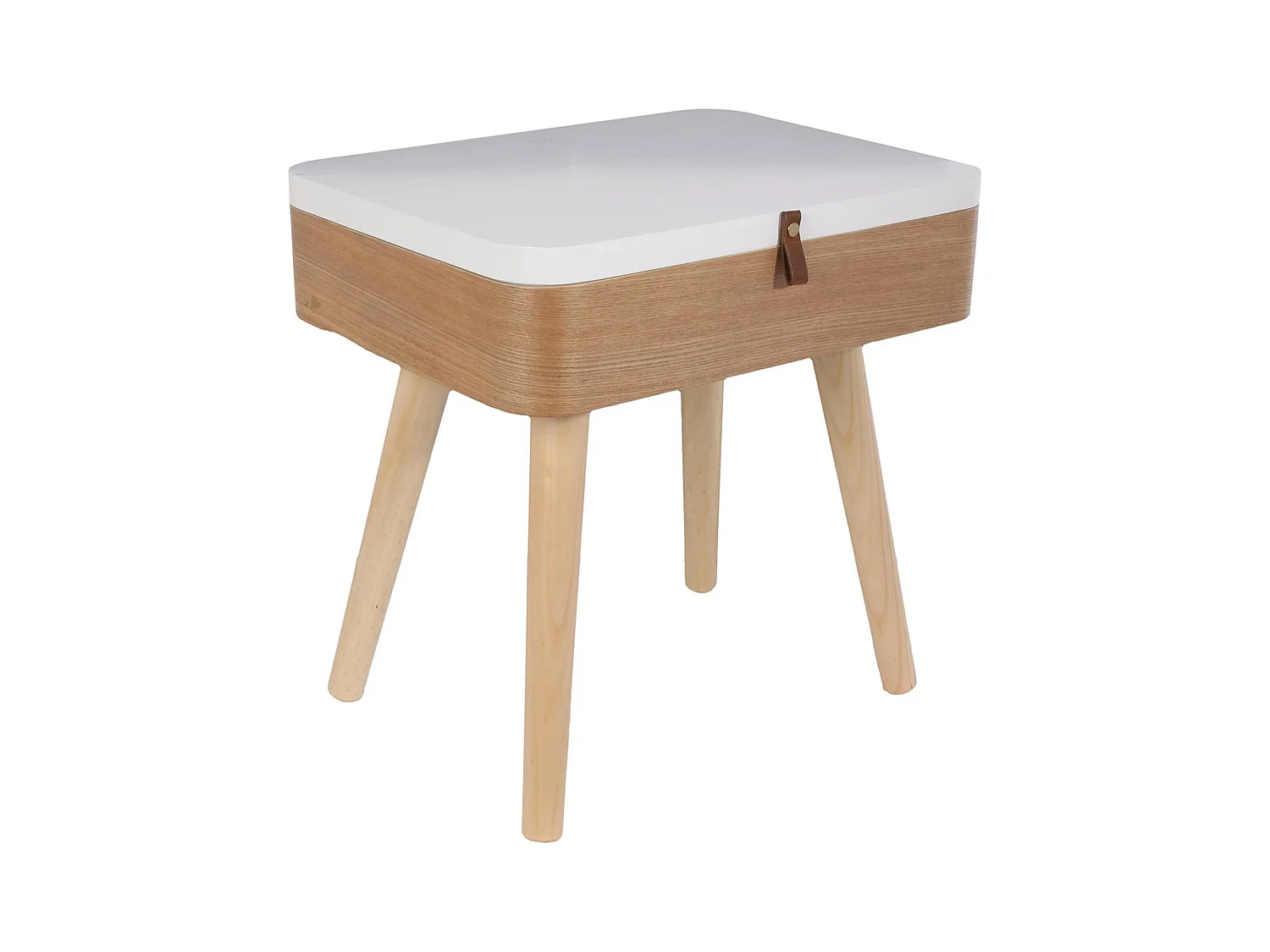 Table de chevet 1 tiroir en bois collection ELIN blanc et bois