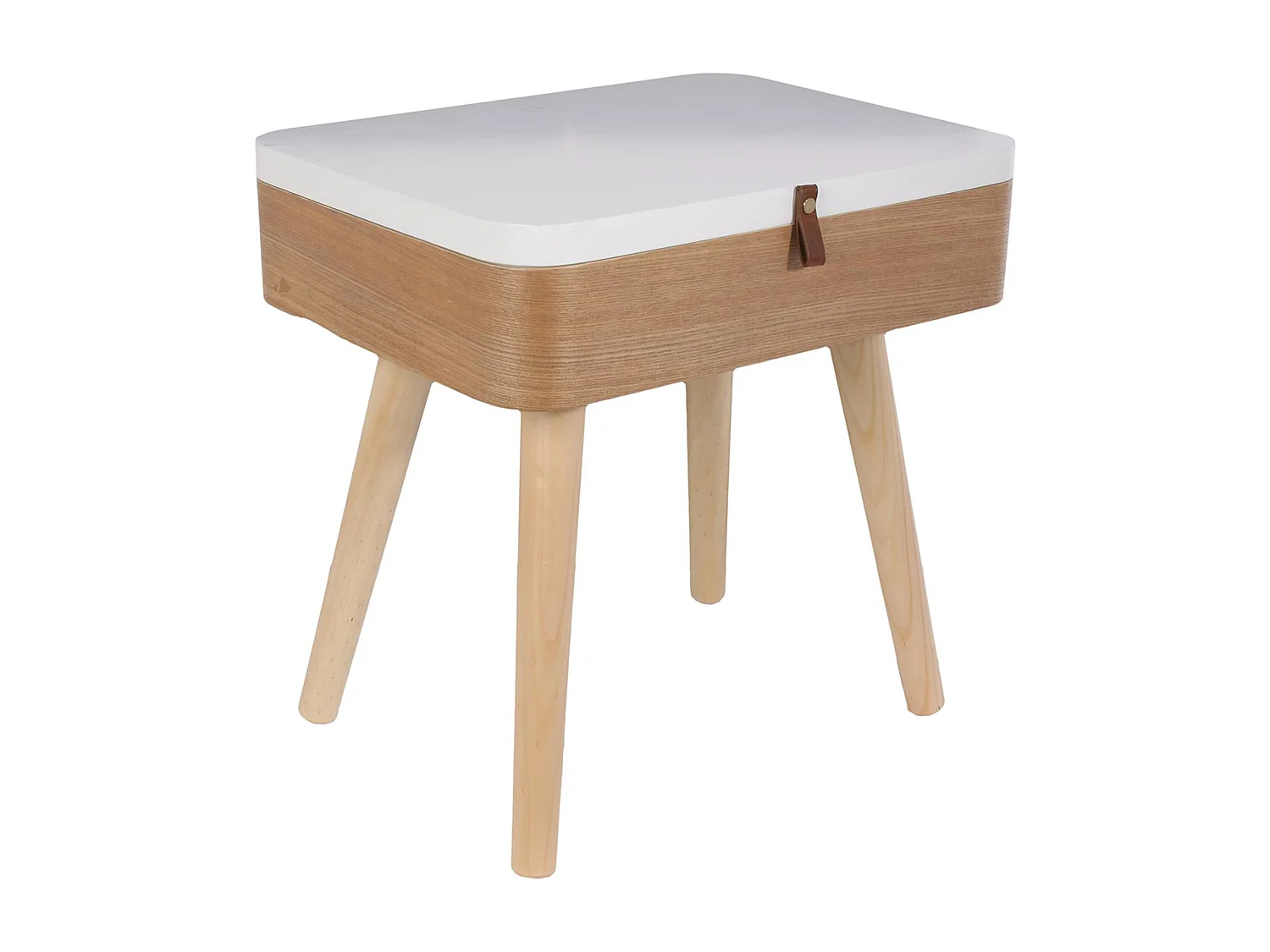 Table de chevet 1 tiroir en bois collection ELIN blanc et bois