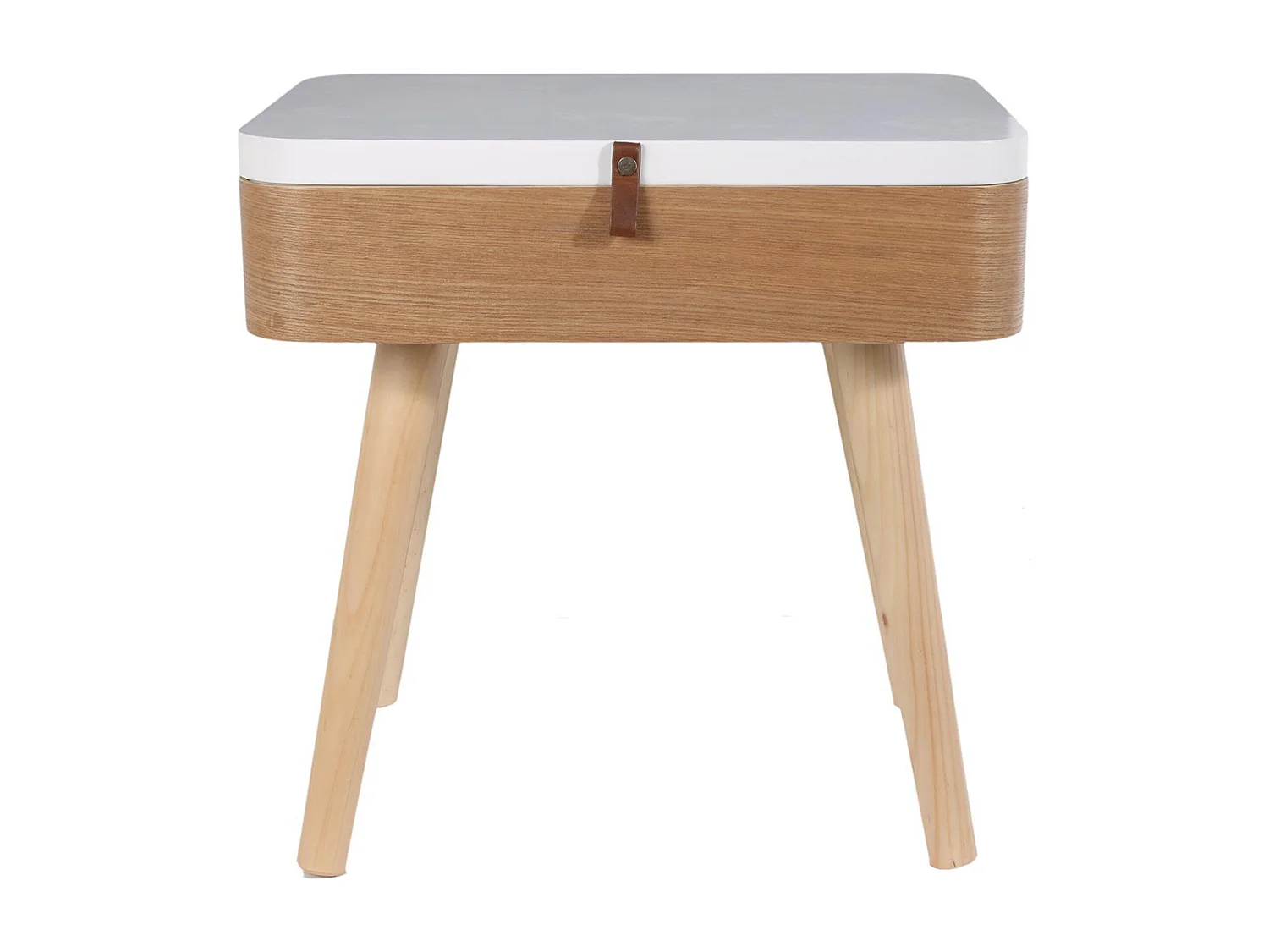 Table de chevet 1 tiroir en bois collection ELIN blanc et bois