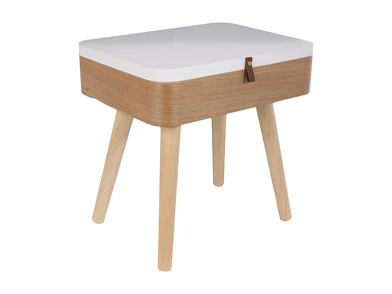 Table de chevet 1 tiroir en bois collection ELIN blanc et bois