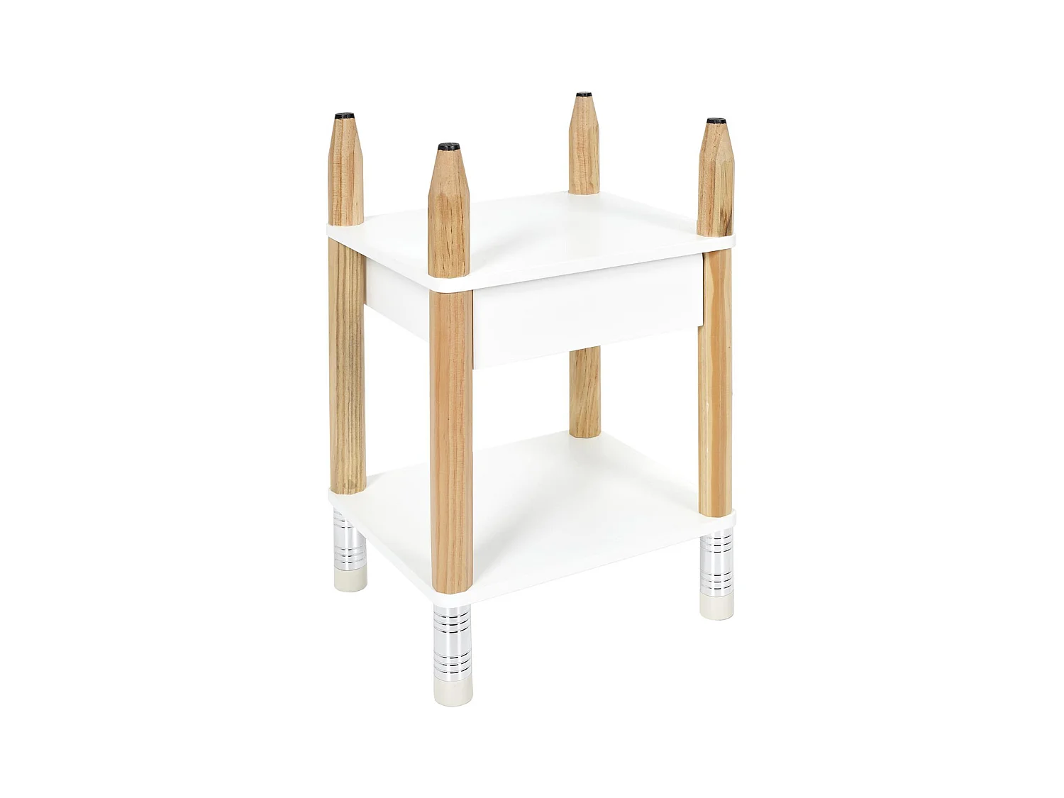 Table de chevet en bois collection CRAYON coloris blanc