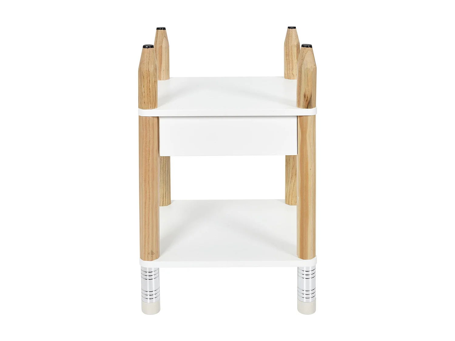 Table de chevet en bois collection CRAYON coloris blanc